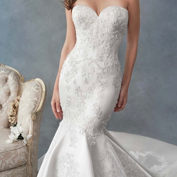 Kenneth Winston Satin mermaid gown with corset - Picture 1 of 4